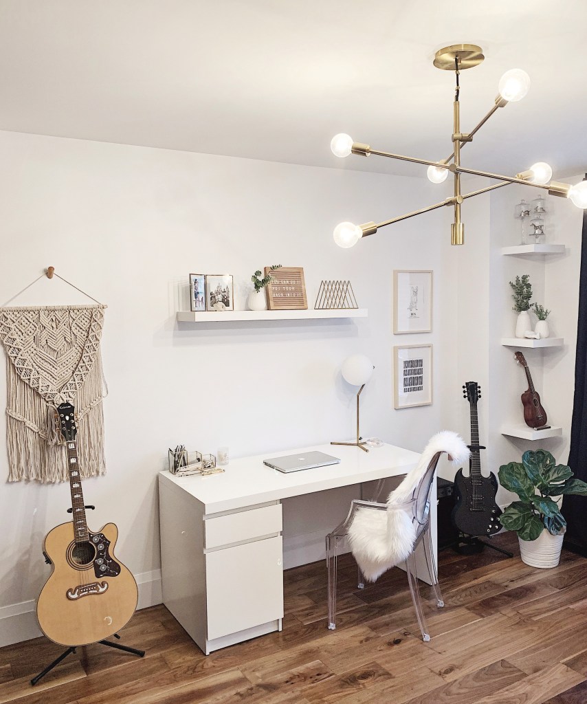 boho scandinavian minimal home office music room