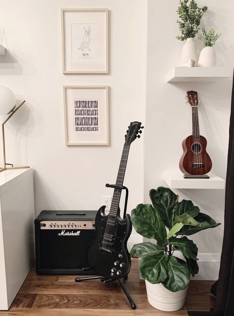 boho scandinavian minimal home office music room